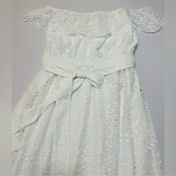 Lilly Pulitzer Off The Shoulder Midi Dress Size XL White Romantic Flounce Lace - Picture 7 of 12